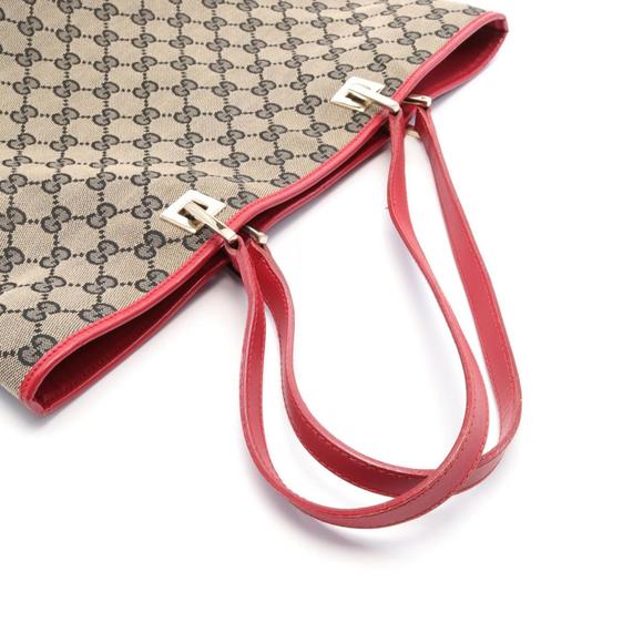 GUCCI GG Canvas Tote Bag Leather Women's Beige Black Red 002 1098 - Picture 7 of 11